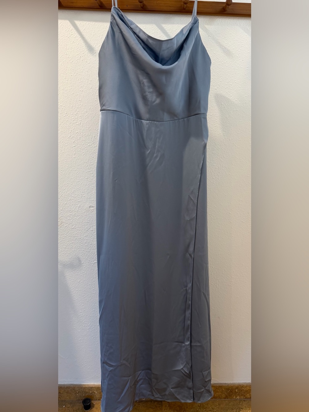 Azazie Dusty Blue Maxi Slip Skirt
